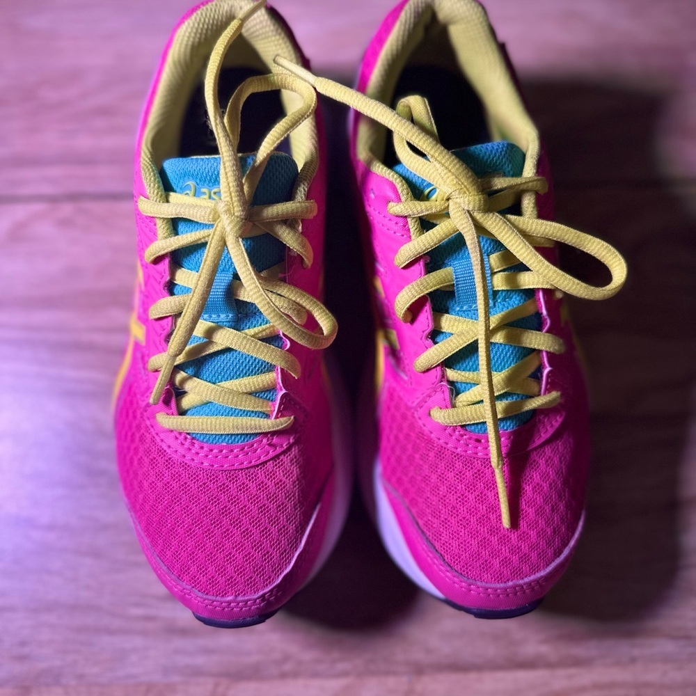 ASICS Kids' Vibrant Pink and Neon Yellow Sneakers - Picture 5 of 10